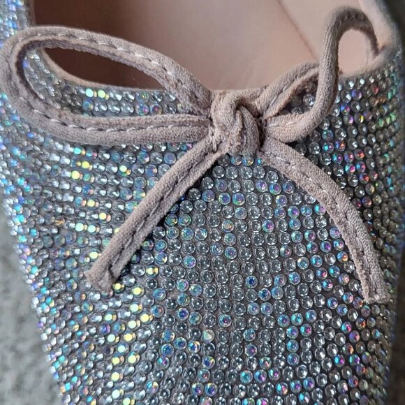 Matisse Roxy Rhinestone Ballet Flats With Bow Detail Square Toe Size 7 - Picture 8 of 8